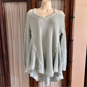 Elan Cold Shoulder Boho Style Sweater